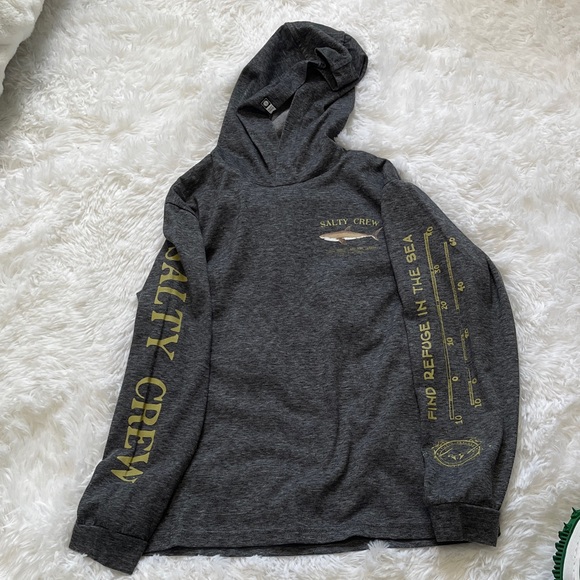 Salty Crew Charcoal and Yellow Graphic Shirt Hoodie - Picture 1 of 4